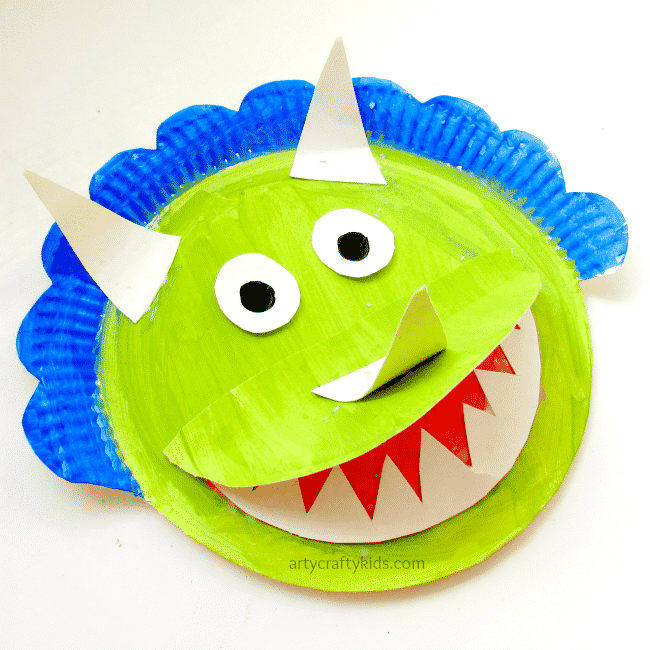 triceratops paper plate craft