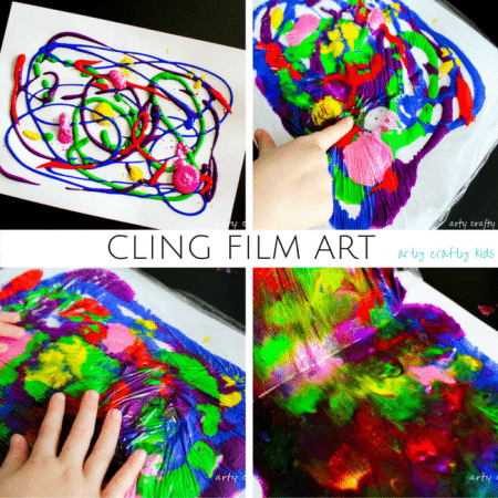 Arty Crafty Kids | Art | Cling Film Art | A fun art idea for kids that great for colour mixing and mess free sensory art.