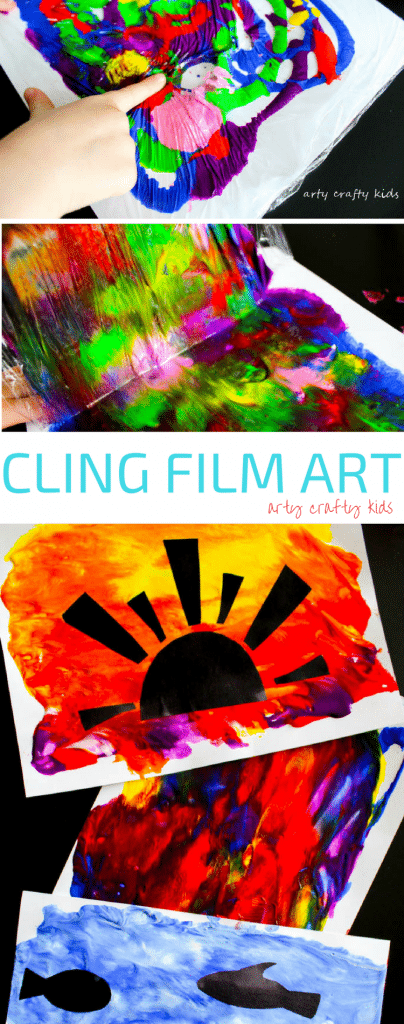 Arty Crafty Kids | Art | Cling Film Art | A fun art idea for kids that great for colour mixing and mess free sensory art.