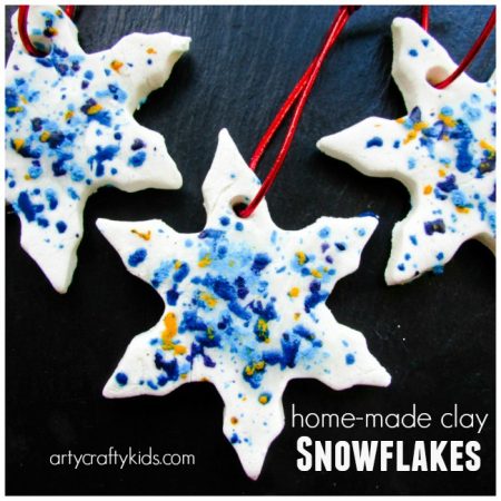 Arty Crafty Kids - Craft - Christmas Crafts for Kids -Home Made Clay and Melted Crayon Snowflakes