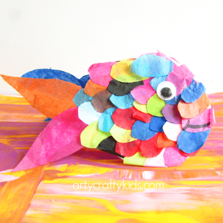 Arty Crafty Kids - Craft - Craft Ideas for Kids - Tissue Paper Rainbow Fish