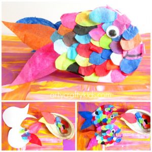 Arty Crafty Kids - Craft - Craft Ideas for Kids - Tissue Paper Rainbow Fish