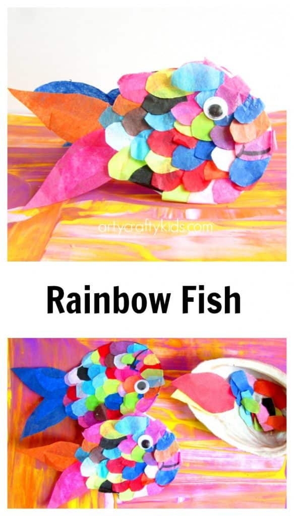 Arty Crafty Kids - Craft - Craft Ideas for Kids - Tissue Paper Rainbow Fish