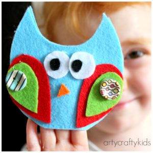 Arty Crafty Kids - Craft - Craft Ideas for Kids - No Sew Felt Owl Finger Puppets