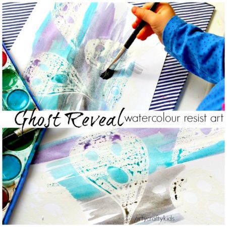 Arty Crafty Kids - Art - Halloween Crafts for Kids - Ghost Reveal Watercolour Resist Kids Art Project