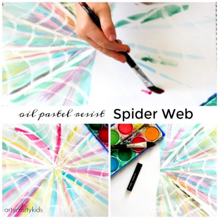 Arty Crafty Kids - Art - Art Projects for Kids - Oil Pastel Resist Spider Web