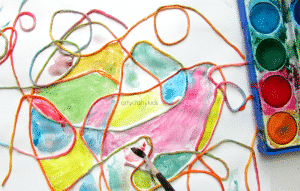 Arty Crafty Kids - Art - Art Ideas for Kids - Waterolour Yarn Kids Process Art