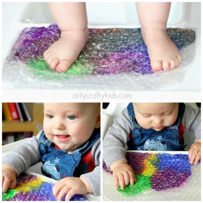 Arty Crafty Kids - Art - Baby Sensory - Art projects for Kids - Baby Bubble Wrap Art