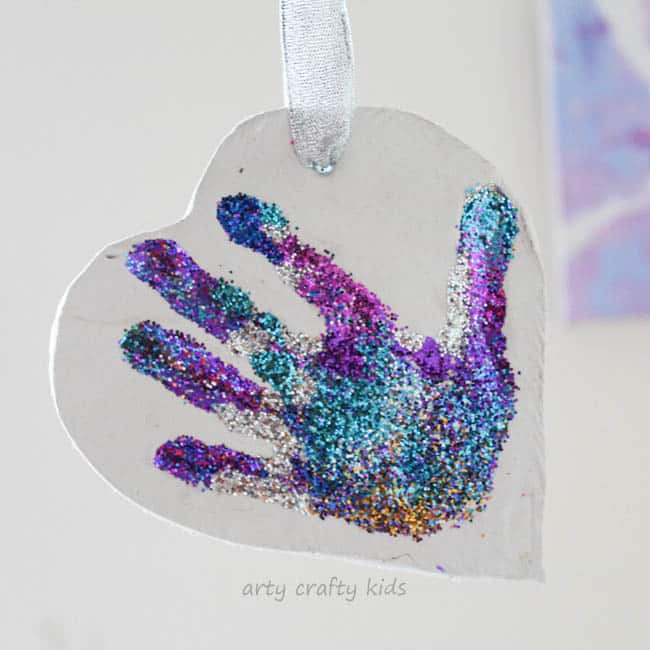 Glittery Sparkly Clay Handprint Ornament - Arty Crafty Kids