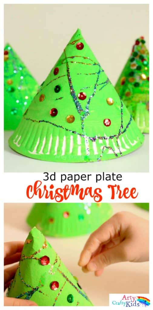 Cute, simple and perfect for toddlers and preschoolers! this simple 3d Paper Plate Christmas Tree craft is perfect for developing fine motor skills while getting into the festive spirit! An easy Christmas craft for preschool or group craft sessions.