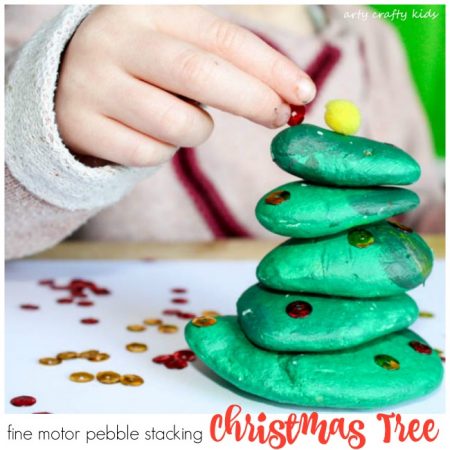 Arty Crafty Kids | Play | Fine Motor Pebble Stacking Chrismas Tree