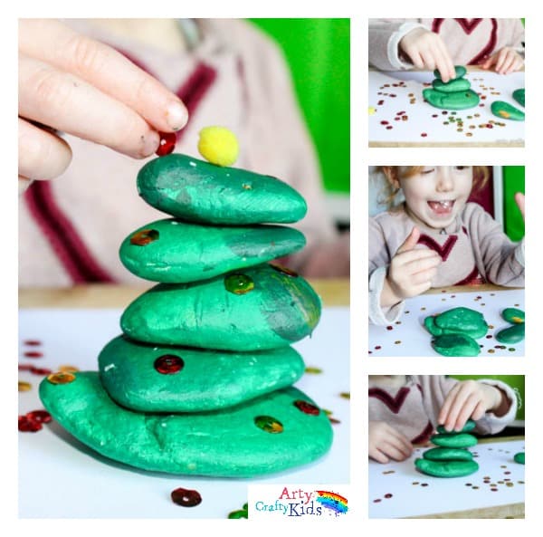 Arty Crafty Kids | Play | Fine Motor Pebble Stacking Christmas Tree