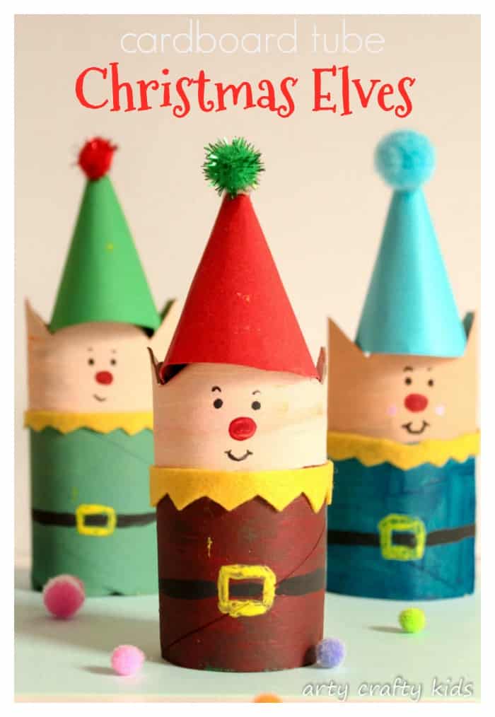 Arty Crafty Kids | Cardboard Tube Christmas Elf Craft | Christmas Crafts do not get cuter than these cheeky little Elves! A super easy Christmas craft for kids.