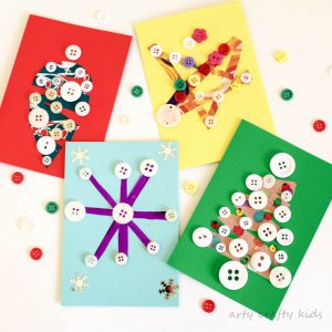 Arty Crafty Kids - Seasonal - Scrap paper and Button DIY Christmas Card