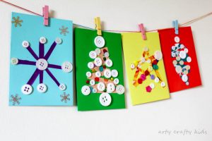 Arty Crafty Kids - Seasonal - Scrap Paper and Button DIY Christmas Cards