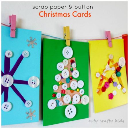 Arty Crafty Kids - Seasonal - Scrap Paper and Button DIY Christmas Cards