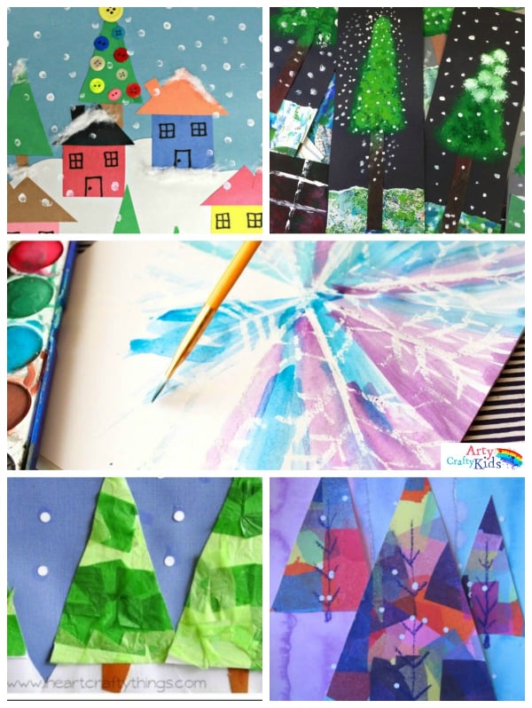 Mixed Media Winter Art Project for Kids - Projects with Kids