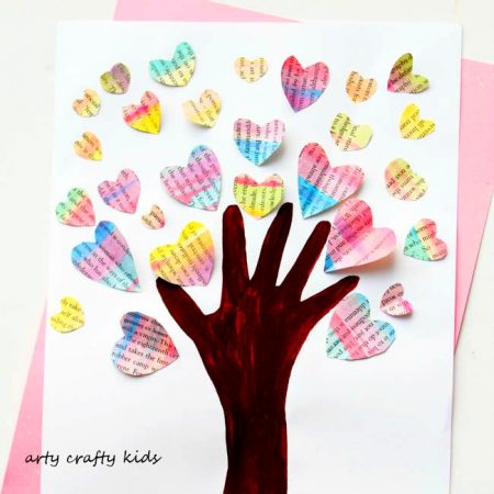 Arty Crafty Kids - Art - Valentines - Handprint Valentine Heart Tree