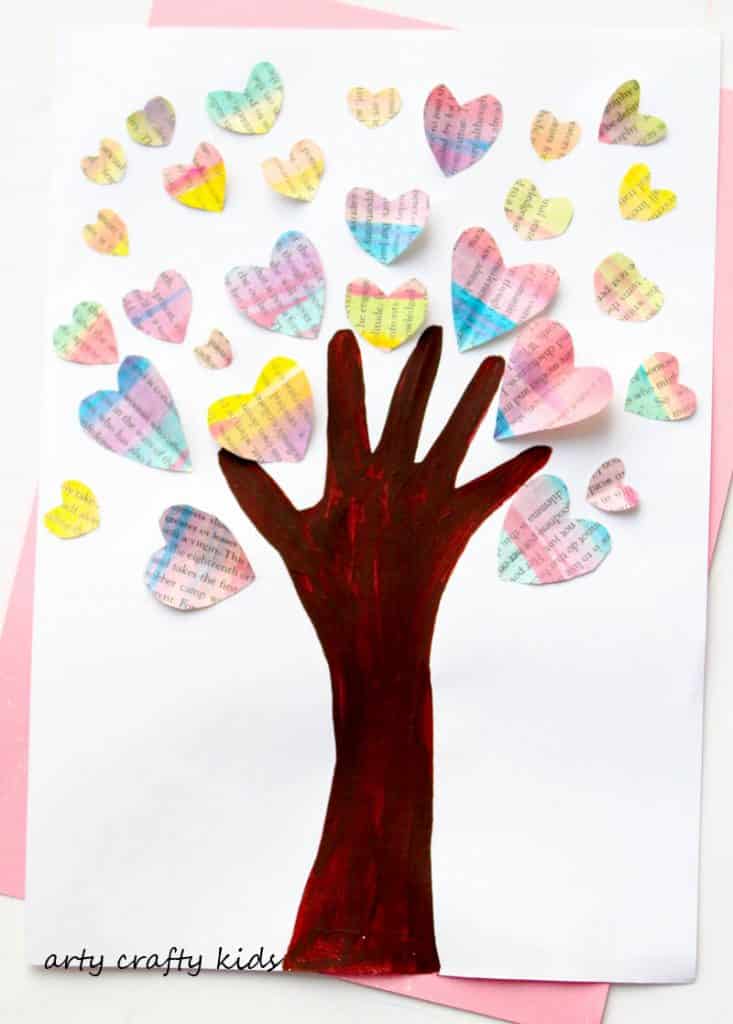 Arty Crafty Kids - Art - Valentines - Handprint Heart Valentine Tree -  An easy and fun Valentine's craft for kids, that's great for practicing cutting skills!