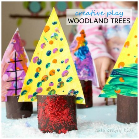 Arty Crafty Kids | Art | Creative Play Woodland Trees | Transform beautiful process art into woodland trees for some magical woodland play!