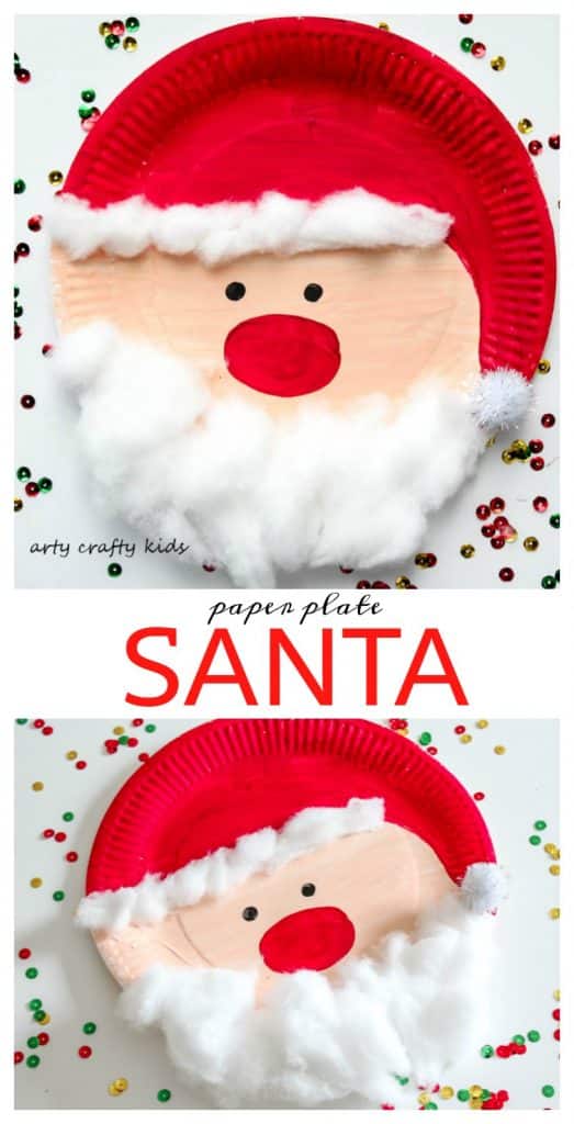 Arty Crafty Kids - Seasonal - Easy Chrsitmas Craft - Paper Plate Santa - Super cute and Super Adorable Paper Plate Santa - An easy and fun Christmas Craft for Kids. Perfect for little hands and independent crafting.