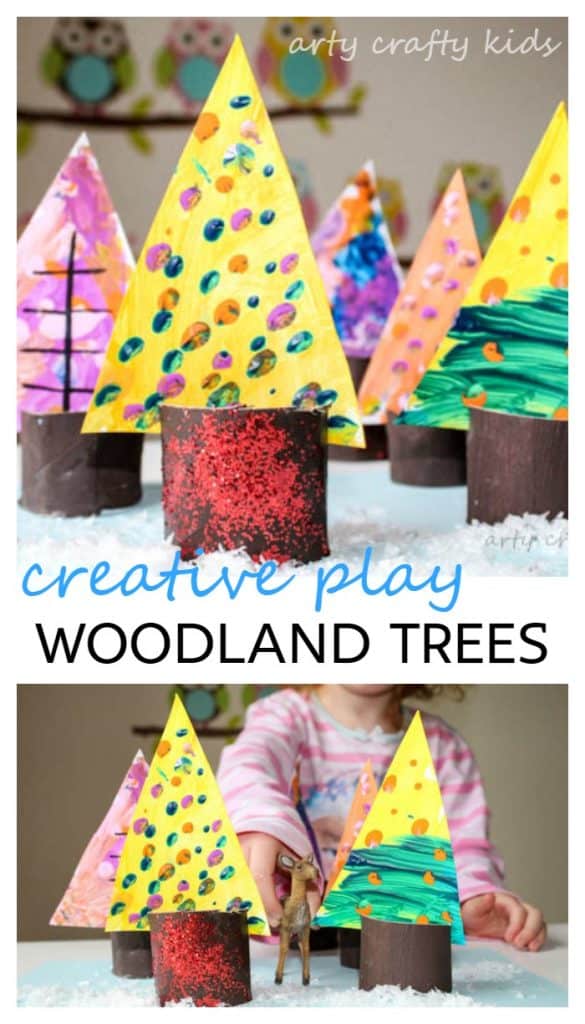 Arty Crafty Kids | Art | Creative Play Woodland Trees | Transform beautiful process art into woodland trees for some magical woodland play!