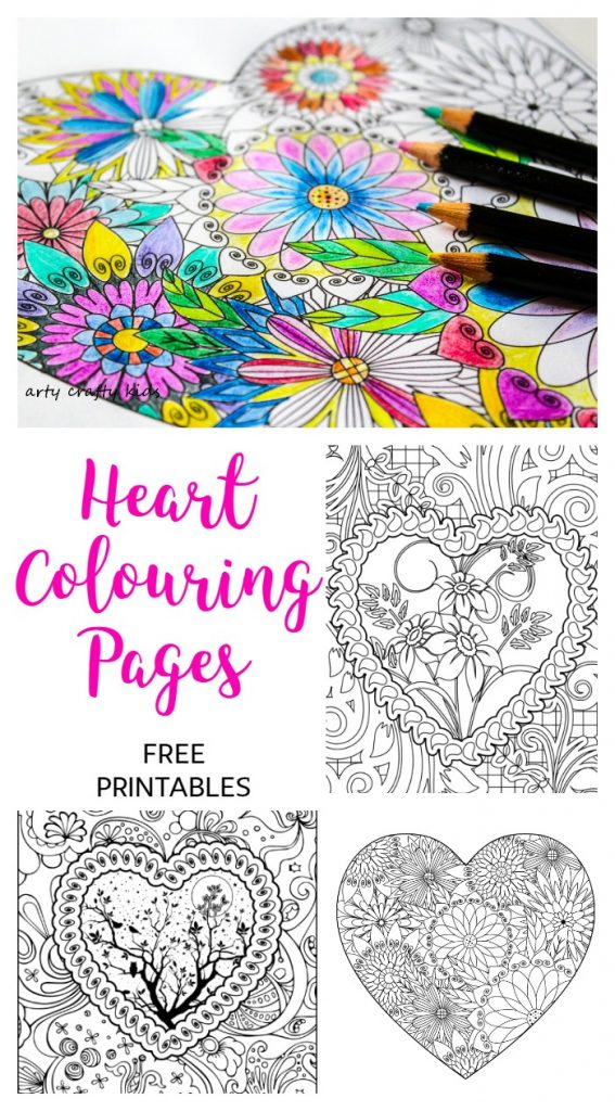 Arty Crafty Kids | Colouring Pages | Hearts | Heart Coloring Pages | Free Heart coloring pages for adults and kids! Color to your hearts content with these gorgeous, detailed designs. As a fun added extra, our coloring pages can be downloaded as a foldable card - perfect for Valentine's Day!