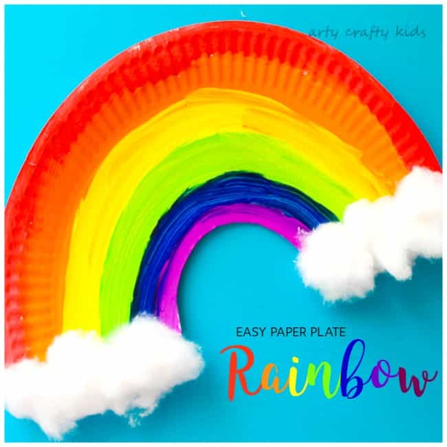 Arty Crafty Kids | Craft | Easy Paper Plate Rainbow Craft | A simple paper plate rainbow craft for kids. A super cute St Patrick's Day Craft or Spring Craft.