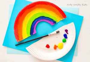 Arty Crafty Kids | Craft | Easy Paper Plate Rainbow Craft | A simple paper plate rainbow craft for kids. A super cute St Patrick's Day Craft or Spring Craft.