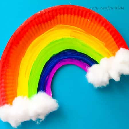 Arty Crafty Kids | Craft | Easy Paper Plate Rainbow Craft | A simple paper plate rainbow craft for kids. A super cute St Patrick's Day Craft or Spring Craft.