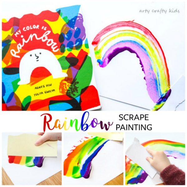 Arty Crafty Kids | Book-Club | Rainbow Scrape Painting | Based on the gorgeous "My Color Rainbow" toddlers and preschoolers can create their own rainbows using the scrape painting technique.