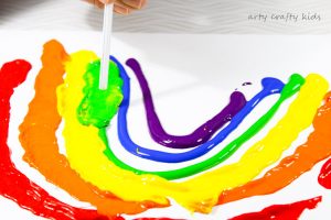 Arty Crafty Kids | Art Art Ideas for Kids | Straw Blowing Rainbow Art | Straw blowing to make rainbow art is a fun and creative process your kids with LOVE!