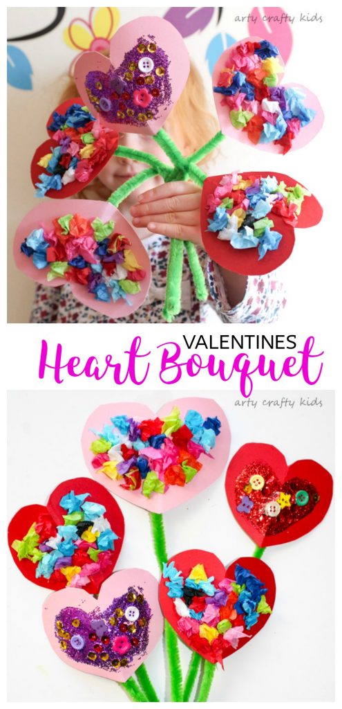 Arty Crafty Kids | Valentines | Craft Ideas for Kids | Toddler Valentines Heart Bouquet | The perfect Valentines craft for toddlers and preschoolers!