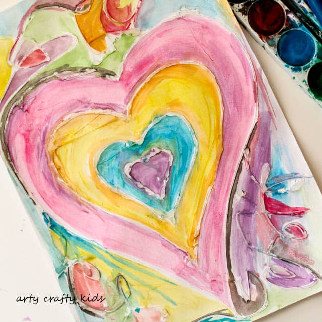 Crayon Resist Hearts – The Pinterested Parent