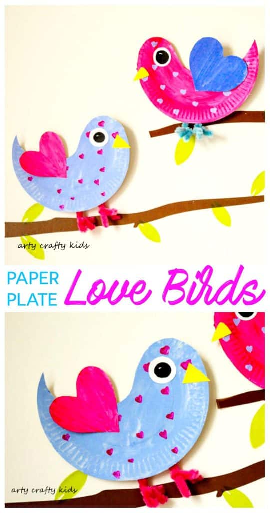 Arty Crafty Kids | Craft | Paper Plate Love Birds | Super cute paper plate Love Bird. An easy Valentine's craft for kids.