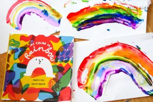 Arty Crafty Kids | Book-Club | Rainbow Scrape Painting | Based on the gorgeous "My Color Rainbow" toddlers and preschoolers can create their own rainbows using the scrape painting technique.