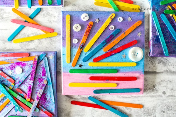 Arty Crafty Kids | Art | Craft Stick Canvas Art | Get arty with popsicle sitcks! a fun and unique art projects for kids.