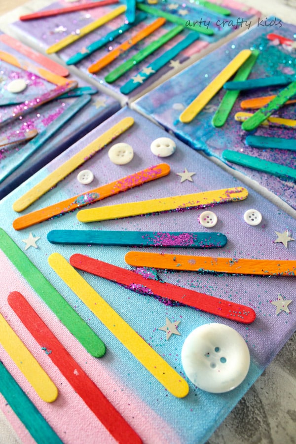 Arty Crafty Kids | Art | Craft Stick Canvas Art | Get arty with popsicle sitcks! a fun and unique art projects for kids.