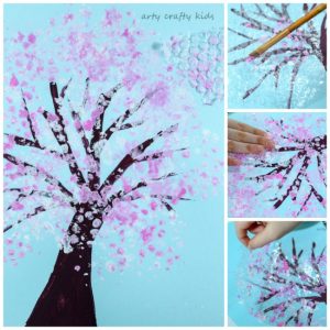 Arty Crafty Kids | Art | Spring Crafts for Kids | Bubble Wrap Spring Blossom Tree