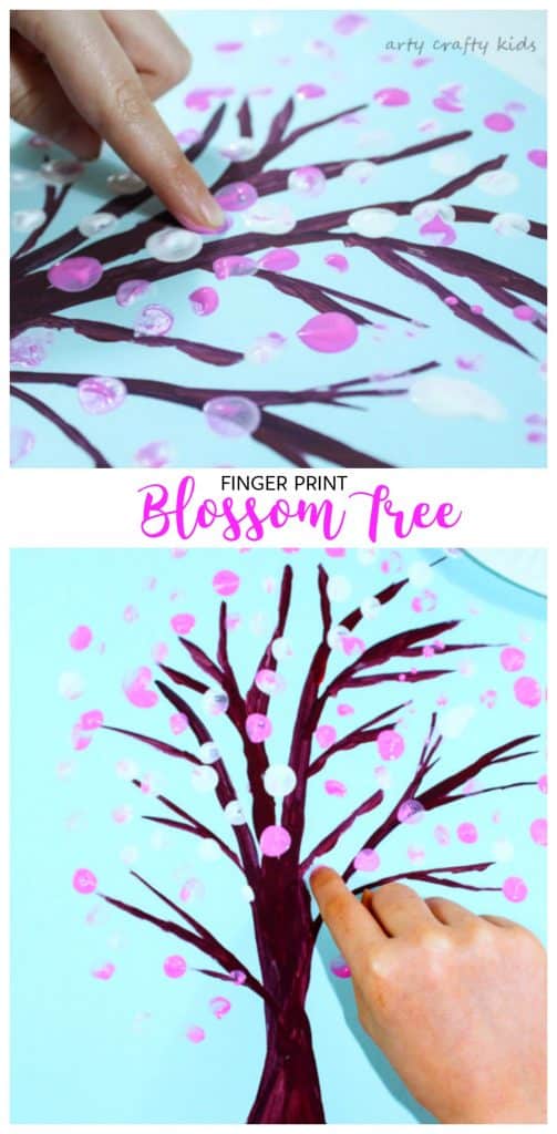 Arty Crafty Kids | Art | Spring Crafts for Kids | Finger Print Spring Blossom Tree | A fun and hands on way for toddlers and preschoolers to explore the changing seasons. A great spring craft for kids.