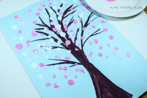 Arty Crafty Kids | Art | Spring Crafts for Kids | Finger Print Spring Blossom Tree