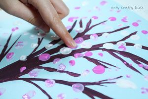 Arty Crafty Kids | Art | Spring Crafts for Kids | Finger Print Spring Blossom Tree