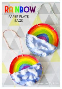Arty Crafty Kids | Book Club | Craft Ideas for Kids | Rainbow Paper Plate Bag | A fun Rainbow themed craft for kids, where kids can store notes, pens and pencils in their very own Rainbow Bag!