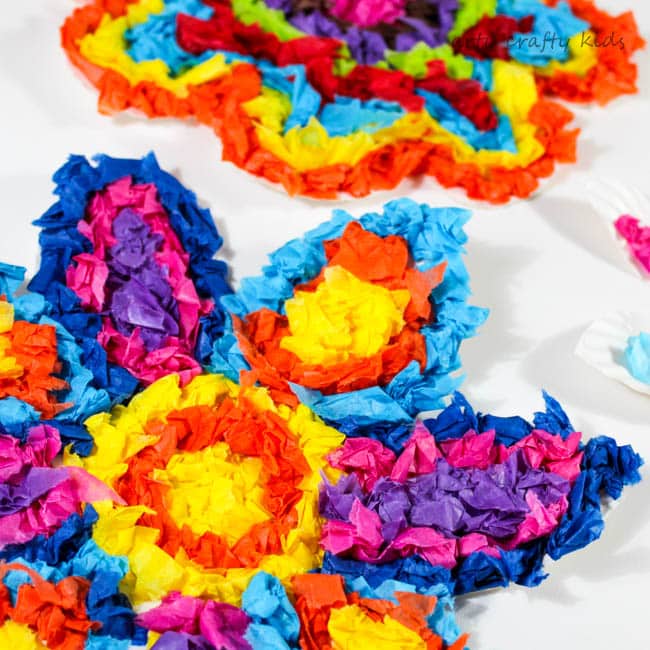 Tissue Paper Flower Art Project