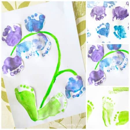Arty Crafty Kids | Art | Bluebell Footprint Art | A cute Spring craft for kids, using little tooties and feet to make a gorgeous bluebell!
