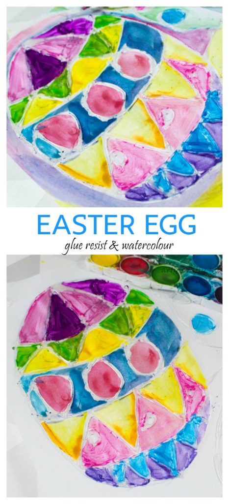 Arty Crafty Kids | Easter | Glue Resist & Watercolour Easter Egg | A colourful and fun Easter themed art projects for kids!