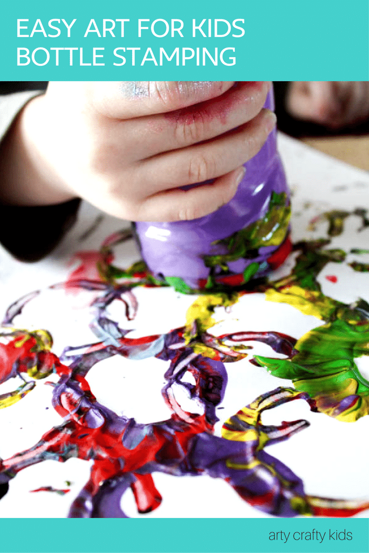 Arty Crafty Kids | Art | Kids Art Plastic Bottle Stamping | Simple art idea for kids using recycled plastic bottles, creating fun and unusual shapes and patterns.