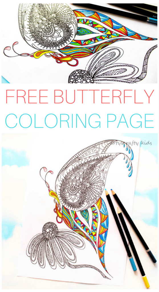 Arty Crafty Kids | Free Coloring Page | Detailed Butterfly Coloring Page