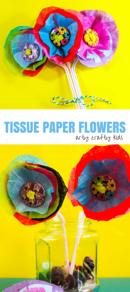 Arty Crafty Kids | Craft | Spring Crafts for Kids | Craft | 3D Tissue Paper Flower | An easy Flower Craft for Kids