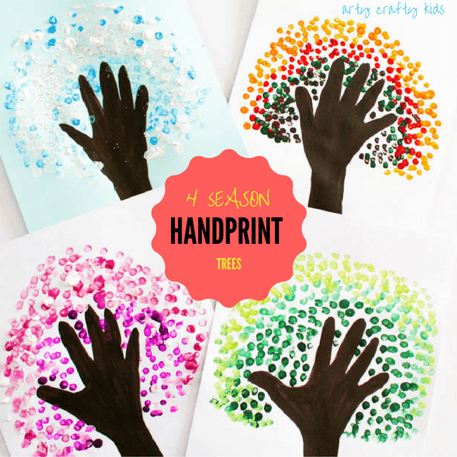 four season handprint tree  arty crafty kids